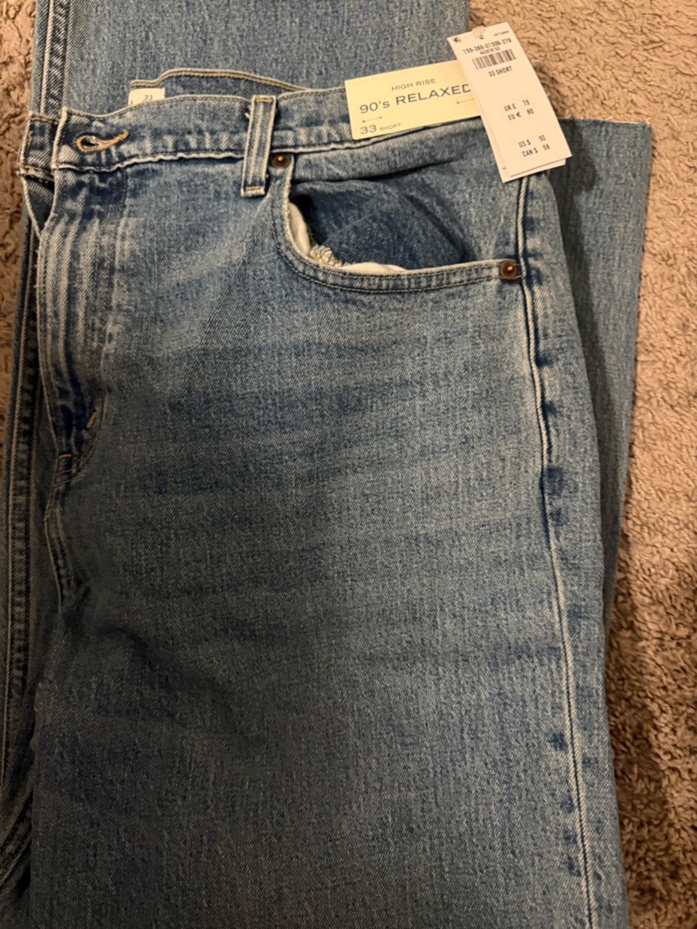 High Rise 90s Relaxed Short Length Light Blue Jeans